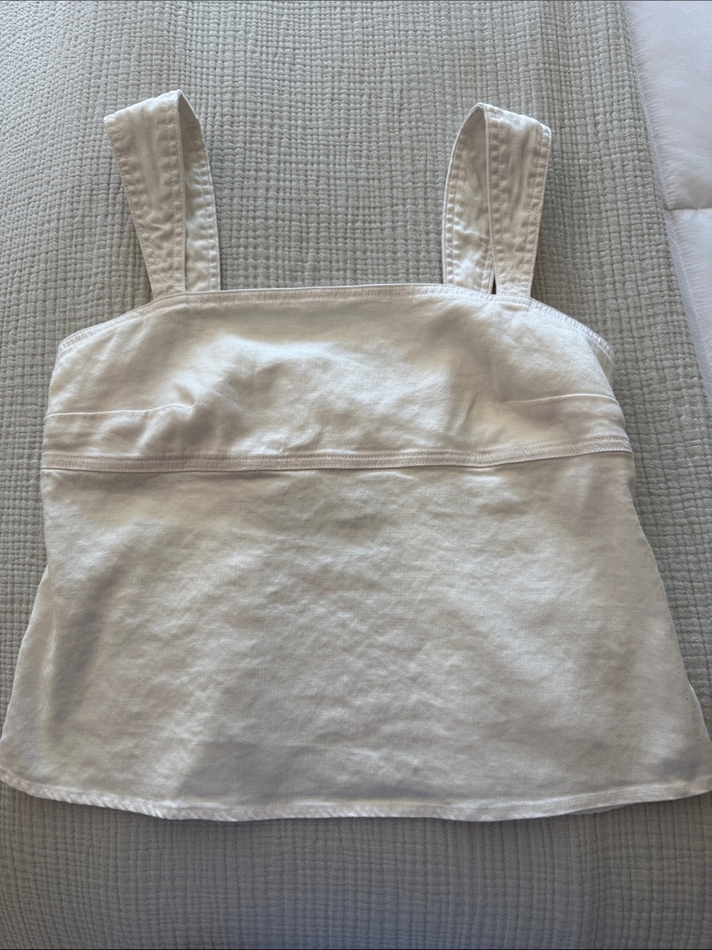 Anthropologie Women's White Square Neck linen Tank Top
